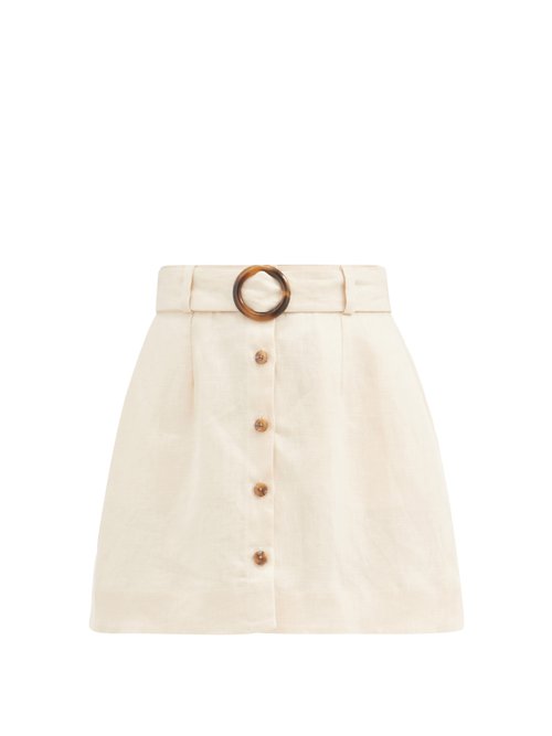 Lisa Marie Fernandez - Belted High-rise Linen Mini Skirt Cream Beachwear