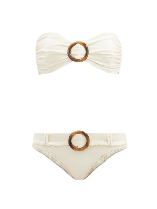 Lisa Marie Fernandez - Ring-front Bandeau Cotton-blend Bikini Cream Beachwear
