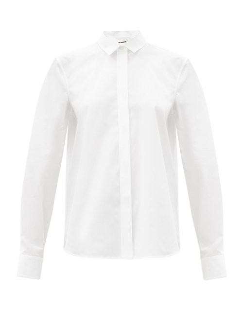 Jil Sander - Curved-hem Cotton-poplin Shirt White