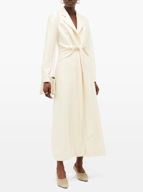 Buy Gabriela Hearst Angeli Knotted Wool-blend Dress Ivory online - shop best Gabriela Hearst clothing sales