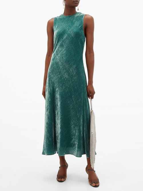 Sies Marjan Viv Bias-cut Corduroy-velvet Dress Green - 60% Off Sale