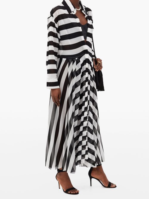 Norma Kamali Asymmetrical-striped Shirtdress Black Stripe