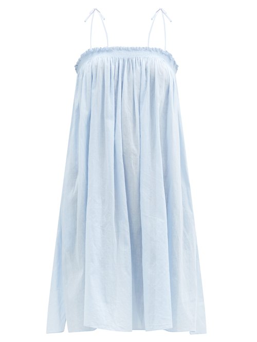 Loup Charmant - Rimi Shirred Organic-cotton Dress Light Blue