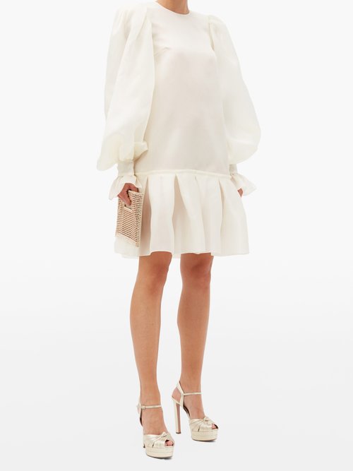 Buy Giles Kristen Balloon-sleeved Silk-organza Mini Dress Ivory online - shop best GILES clothing sales