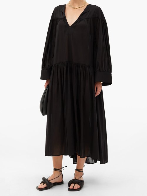 Totême Alassio Cotton-blend Voile Dress Black