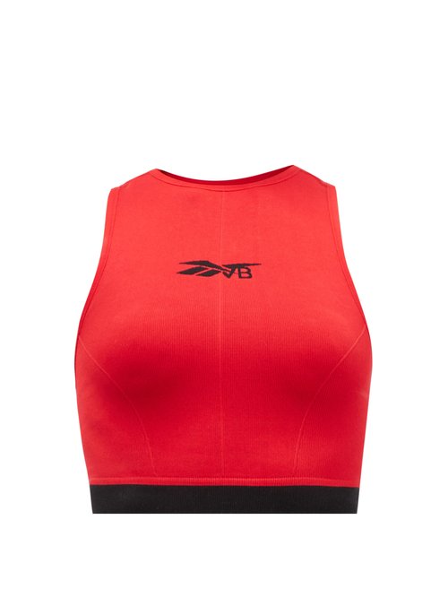 Buy Reebok X Victoria Beckham - Logo-jacquard Stretch-jersey Crop Top Red online - shop best Reebok X Victoria Beckham 