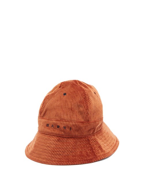 Marni - Logo-embroidered Cotton-corduroy Bucket Hat - Mens - Orange