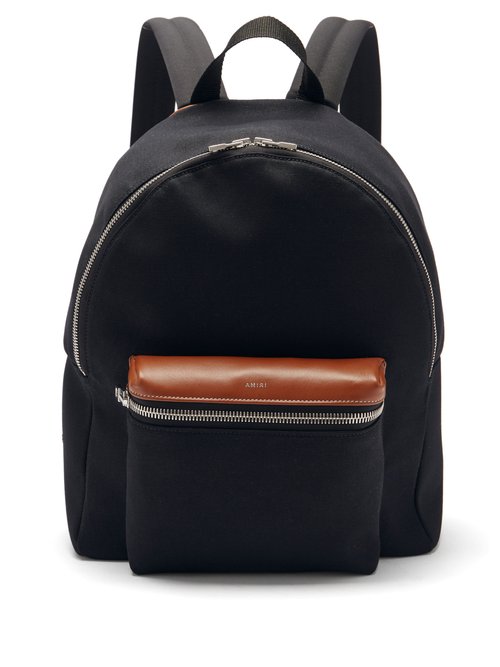 Amiri - Leather-trimmed Canvas Backpack - Mens - Black