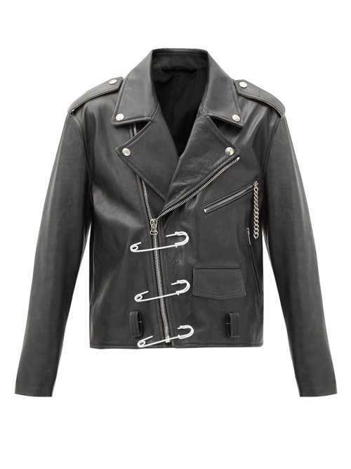 Raf Simons Safety-pin leather biker jacket