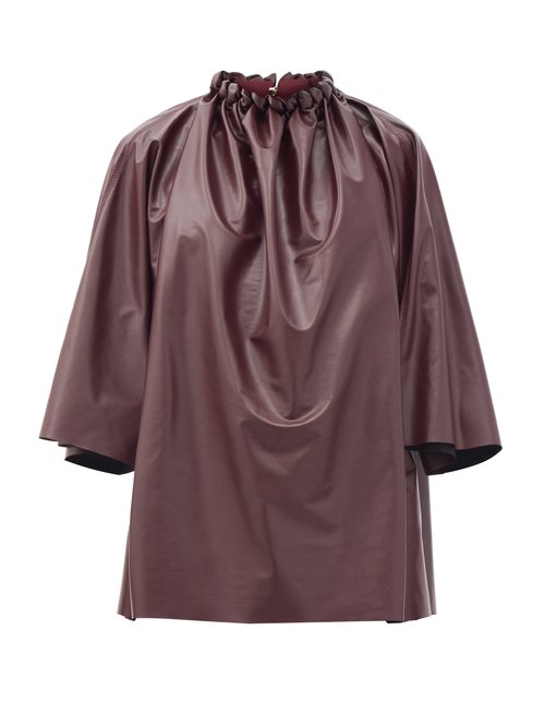 Buy Roksanda - Ava Braided-neck Faux-leather Top Burgundy online - shop best Roksanda 