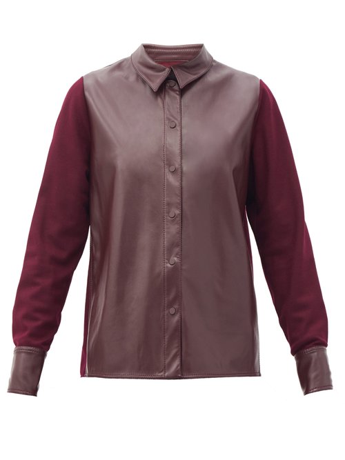 Roksanda - Paden Faux-leather And Jersey Shirt Burgundy