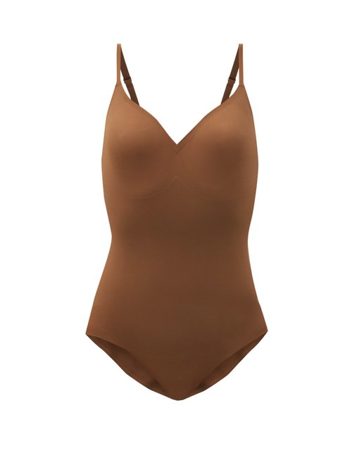 Heist - The Outer V-neck Stretch-jersey Bodysuit Brown