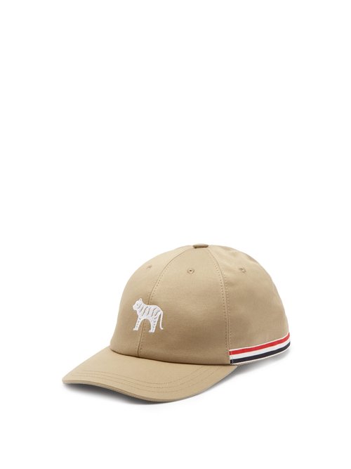 Thom Browne - Tiger-embroidered Cotton-twill Cap - Mens - Beige