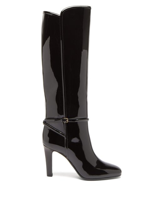 Saint Laurent - Jane Knee-high Patent-leather Boots Black