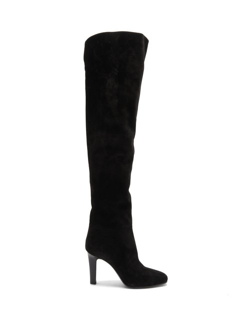 Saint Laurent - Jane Over-the-knee Suede Boots Black