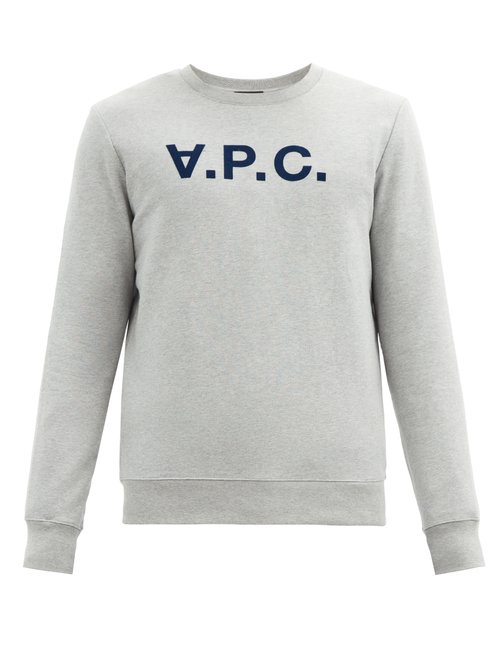 A.P.C. - Logo-print Cotton-jersey Sweatshirt - Mens - Grey