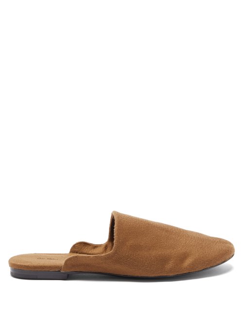 The Row - Granpa Cashmere Backless Loafers Camel