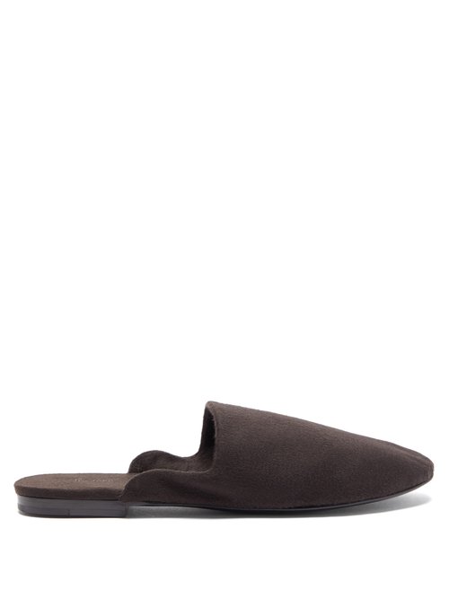 The Row - Granpa Cashmere Backless Loafers Brown