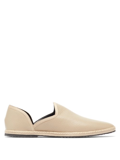 Buy The Row - Friulane Grained-leather Slipper Flats Beige online - shop best The Row shoes sales
