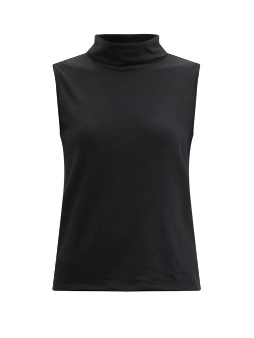 The Row - Clovis Cashmere-blend Jersey Roll-neck Top Black