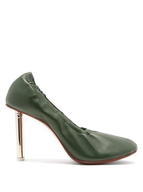Buy Vetements - Lighter-heel Leather Ballerina Pumps Dark Green online - shop best Vetements shoes sales