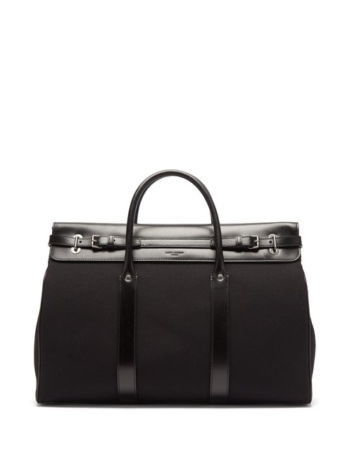 Saint Laurent - Logo-embossed Canvas And Leather Holdall - Mens - Black