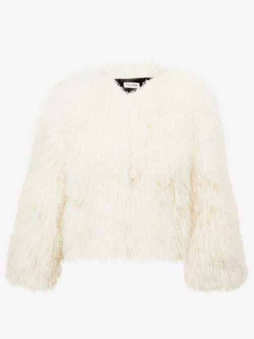 Saint Laurent - Single-breasted Curly-shearling Jacket White
