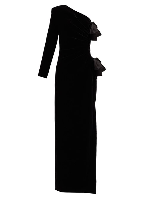 Saint Laurent – One-shoulder Velvet Gown Black
