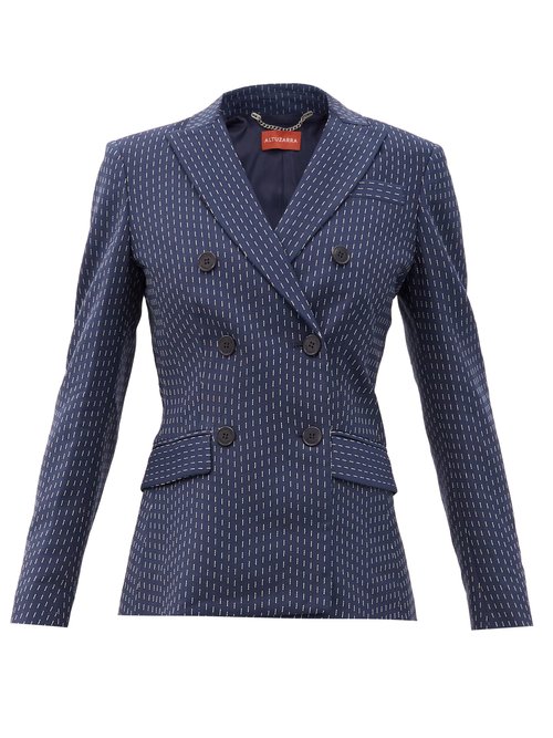 Altuzarra – Indiana Double-breasted Pinstriped Crepe Jacket Navy
