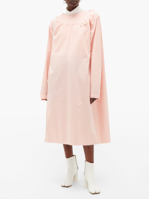 Raf Simons Tie-back Cotton-poplin Midi Dress Light Pink - 70% Off Sale