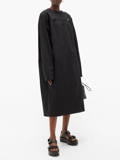 Raf Simons Tie-back Cotton-poplin Midi Dress Black - 70% Off Sale