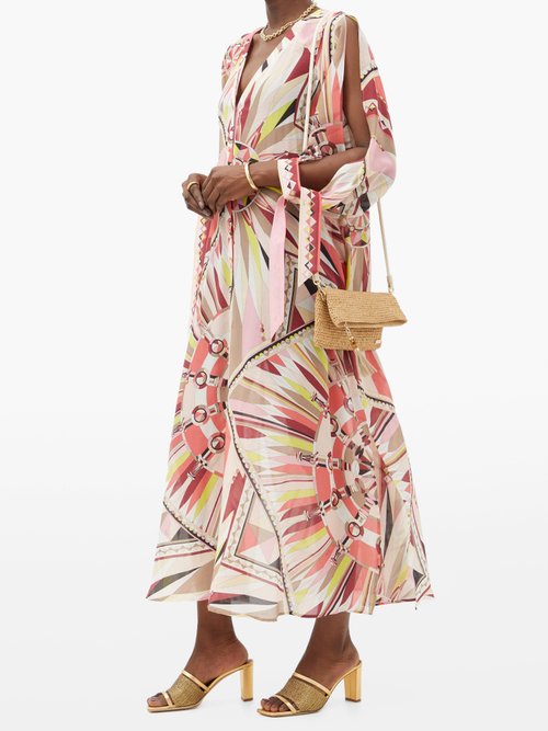 Emilio Pucci Abstract-print Cotton-blend Dress Pink Print