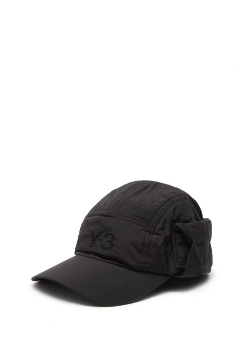 Y-3 LOGO-EMBROIDERED SHELL NECK-FLAP CAP