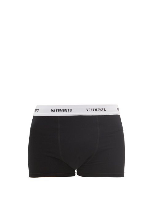 Vetements - Logo-waist Cotton-blend Boxer Briefs - Mens - Black