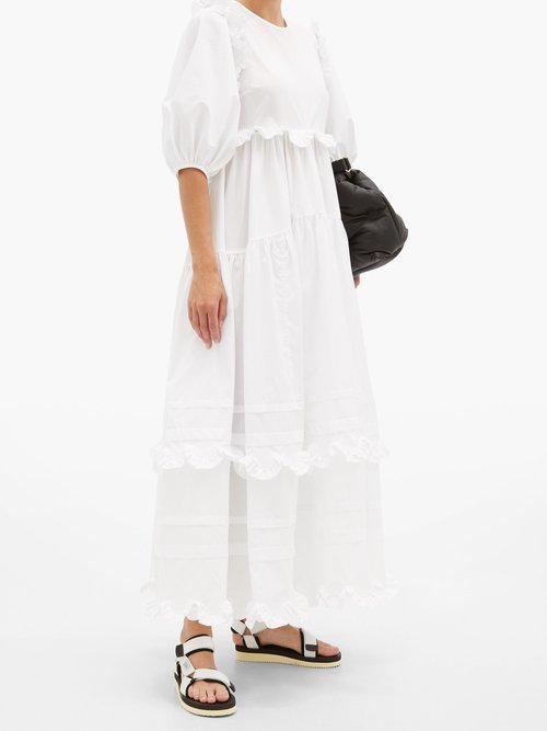 Cecilie Bahnsen Marina Ruffled Cotton-poplin Dress White