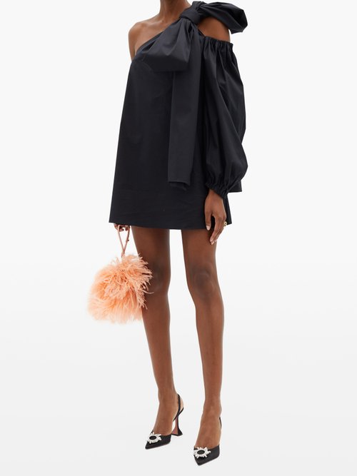 Bernadette Tom One-shoulder Cotton-blend Minidress Black