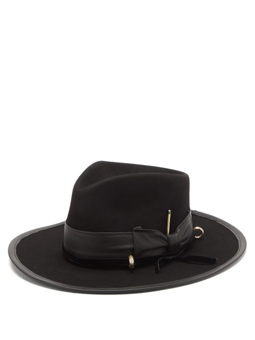 Nick Fouquet - Louise Leather-trimmed Felt Fedora Hat - Mens - Black