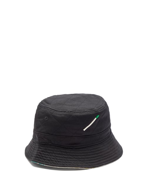 Nick Fouquet - Reversible Quilted Cotton-corduroy Bucket Hat - Mens - Black