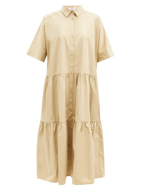 Co - Tiered Cotton-sateen Midi Shirt Dress Camel
