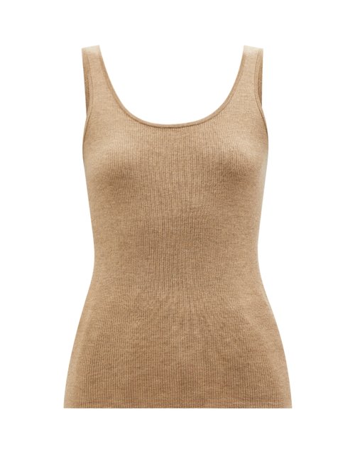 Co - Scoop-neck Ribbed-knit Cashmere Tank Top Beige