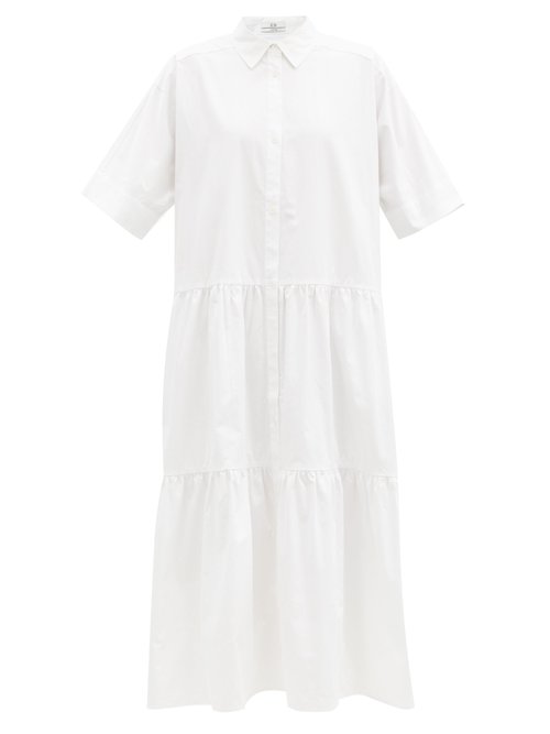 Co - Tiered Cotton-sateen Midi Shirt Dress White