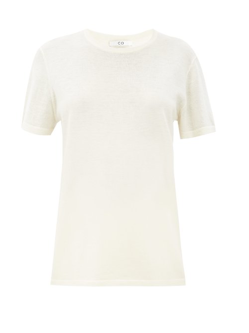 Co - Round-neck Knitted Cashmere T-shirt Ivory