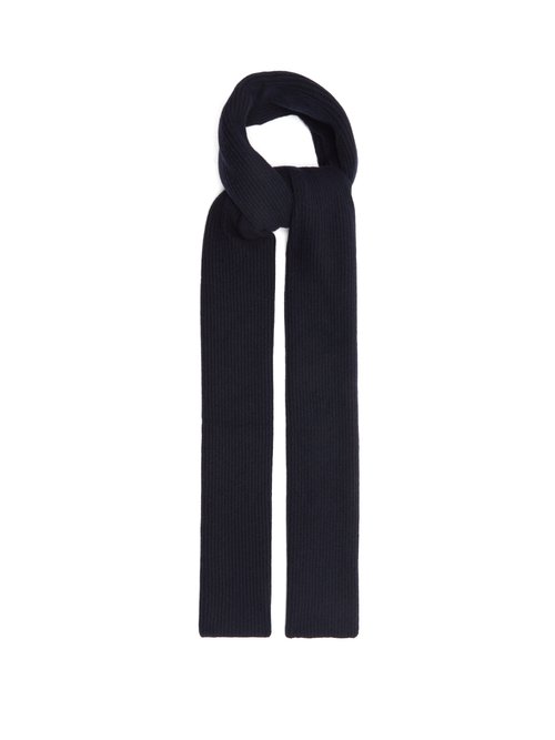 Ganni - Ribbed Recycled Wool-blend Scarf - Womens - Navy