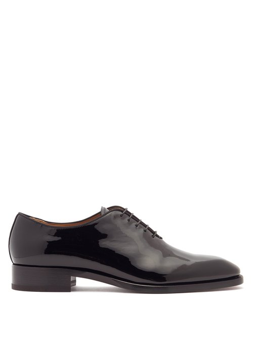 Christian Louboutin - Corteo Patent-leather Oxford Shoes - Mens - Black