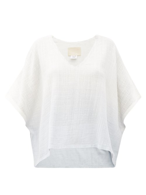 Anaak - Kai V-neck Dip-dyed Cotton Top White Multi