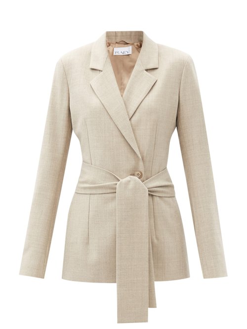 Raey - Belted Wool-blend Suit Jacket Beige
