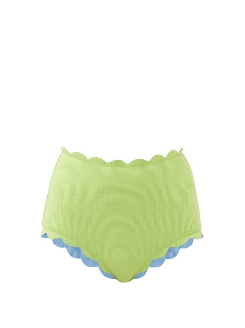 Marysia - Santa Monica Scalloped-edged Bikini Briefs Light Green Beachwear