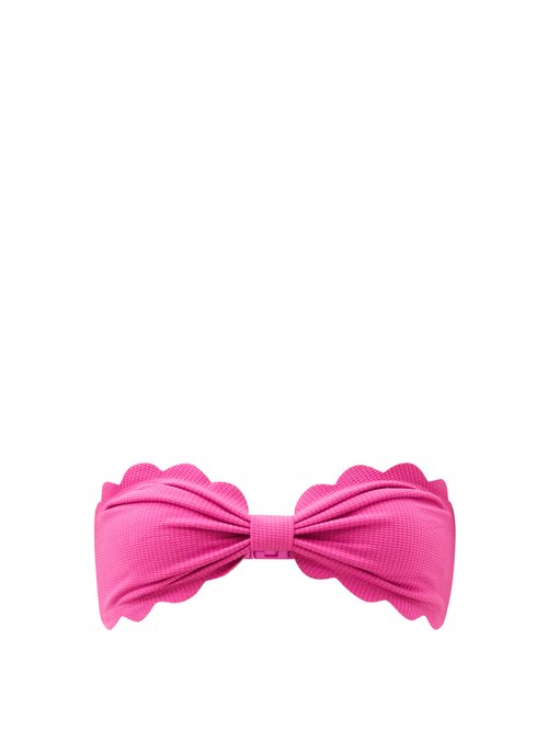Buy Marysia - Antibes Scalloped-edge Bandeau Bikini Top Dark Pink online - shop best Marysia swimwear sales