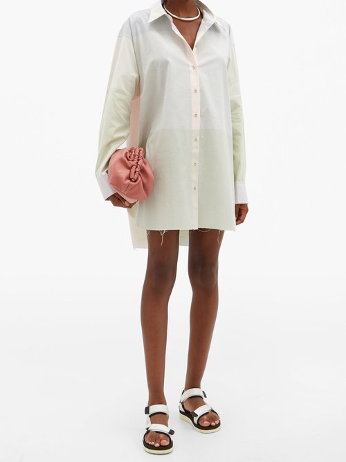 Buy Marques'almeida Oversized Checked-cotton Mini Shirt Dress Light Pink online - shop best Marques'Almeida clothing sales