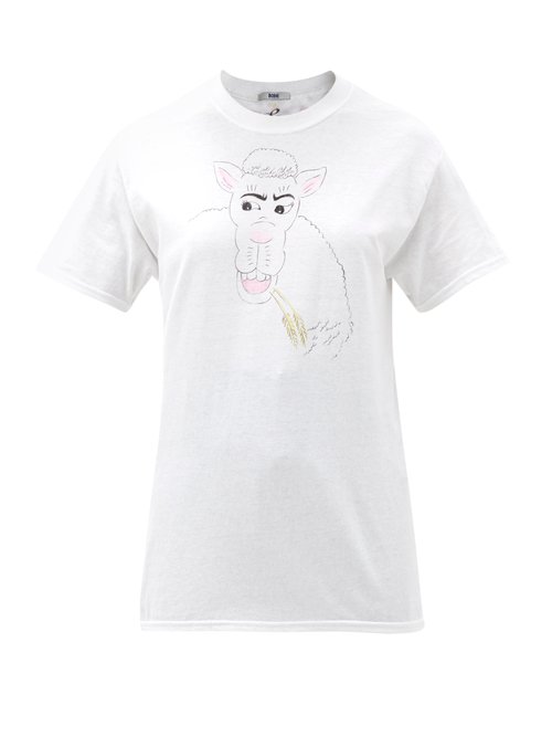 Bode - Hand-drawn Sheep Cotton-jersey T-shirt White